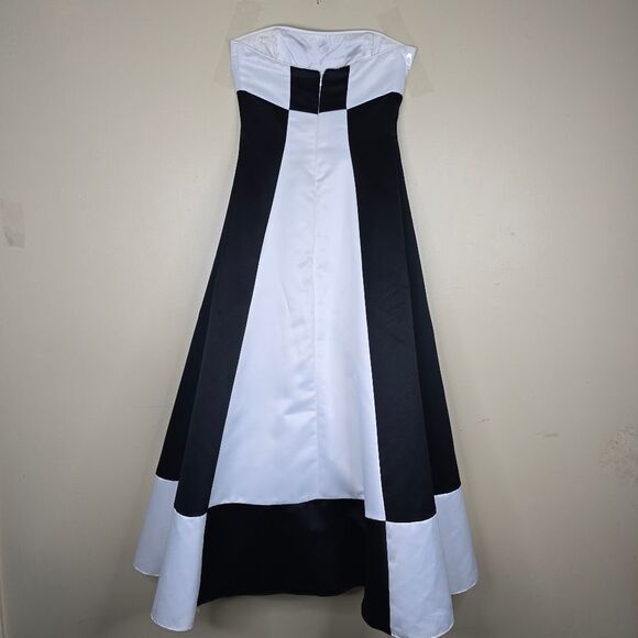 Jessica McClintock for Gunne Sax vintage black & white block satin dress size 7 - Picture 4 of 8